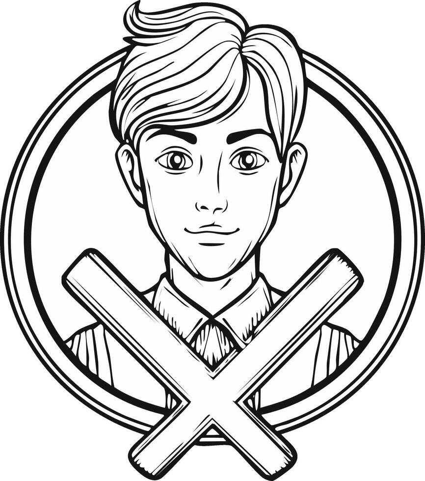 Man in Circle Icon with Crossed Out Symbol Illustration vector