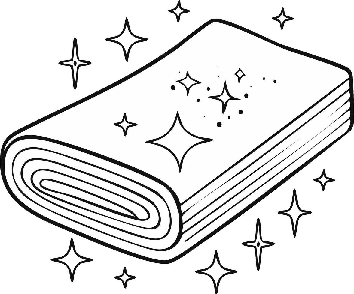 Roll of Fabric with Stars Sparkling Illustration for Coloring Page Activities and Creative Design Projects vector