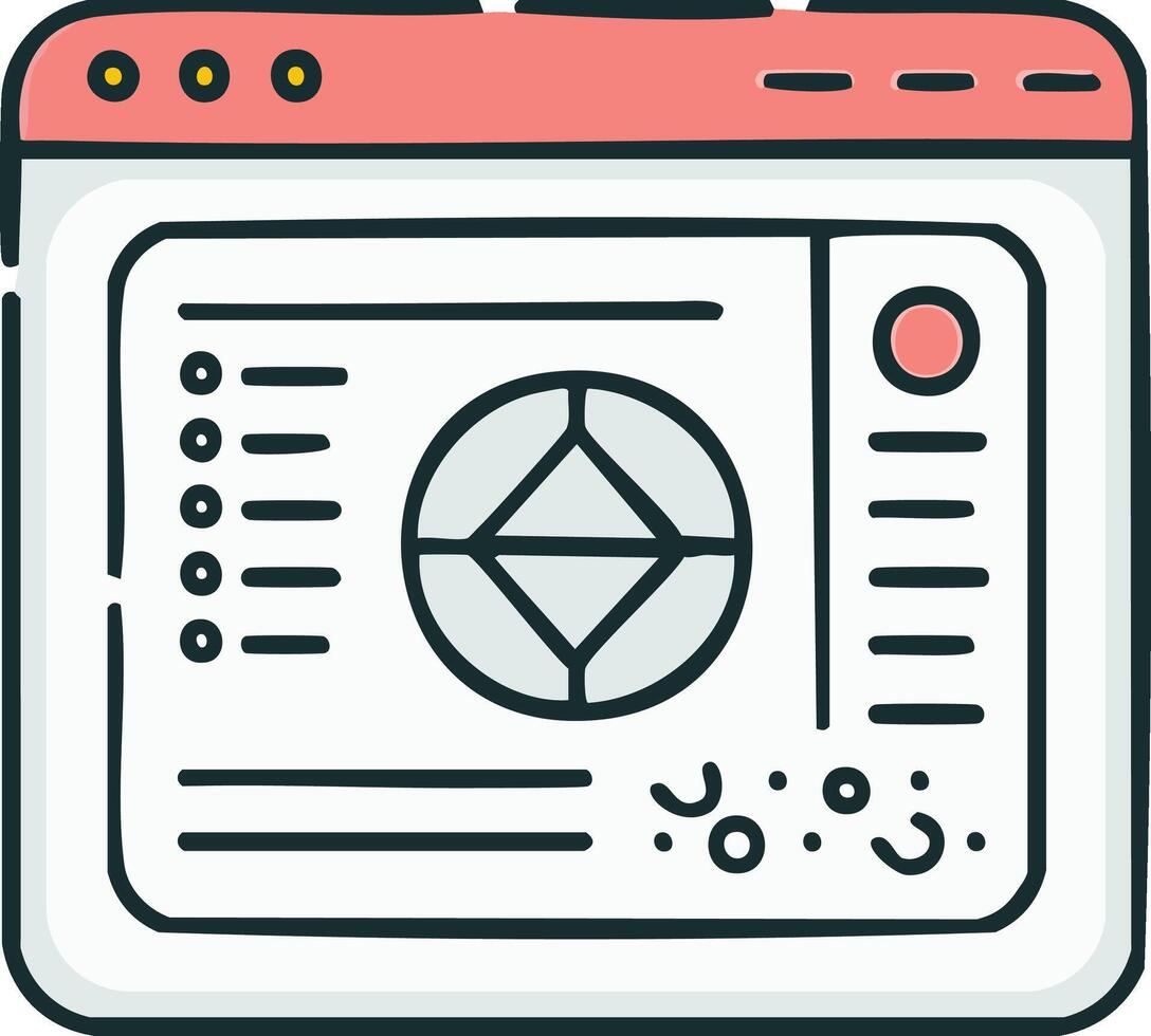 Illustration of a webpage with graphics and data, digital interface concept vector