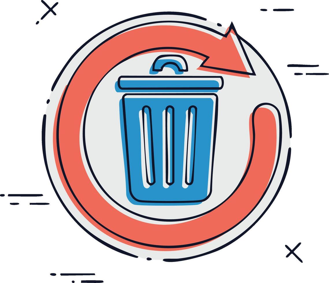Trash Can with Circular Arrow Icon Representing Deletion or Recycling vector