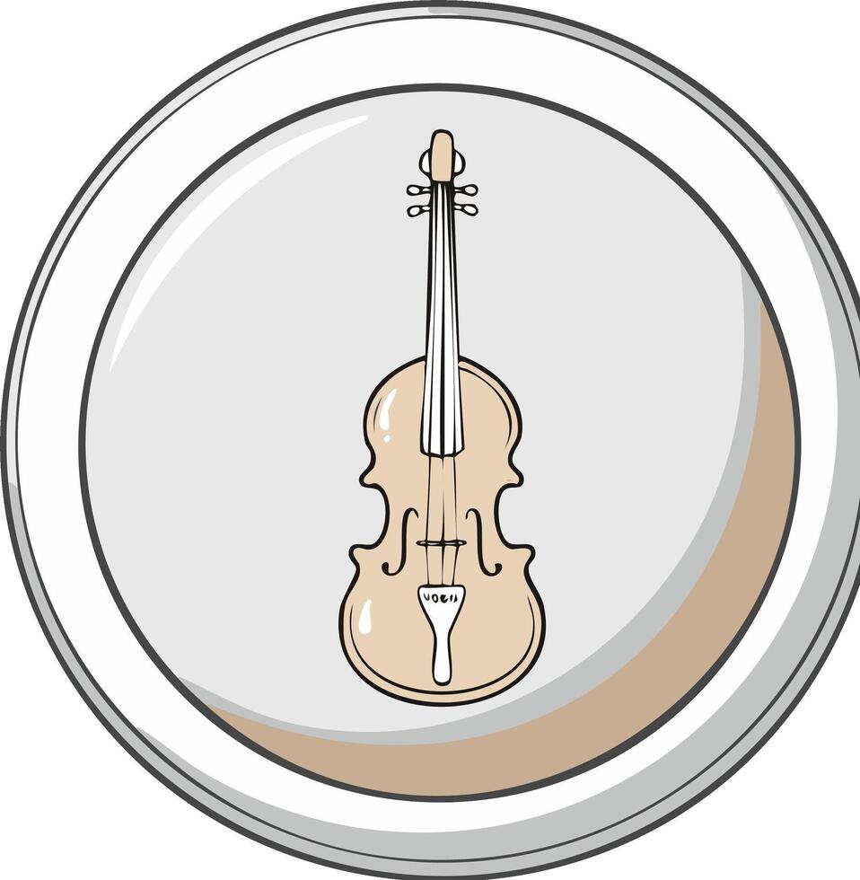 Illustration of a classical violin inside of a simple circular frame vector