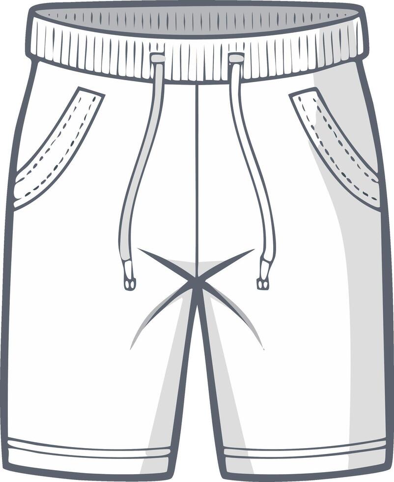 Simple Illustration of White Casual Shorts with Drawstring and Front Pockets vector