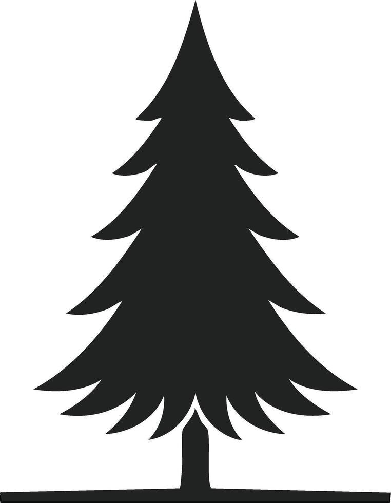Dark Silhouette of a Forest Evergreen Tree with Simple Shape and Base vector