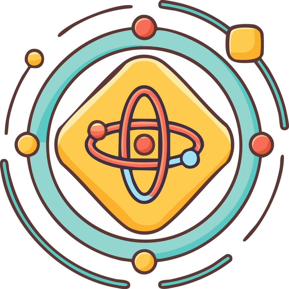 Stylized atom icon with orbiting electrons a concept for science and technology vector