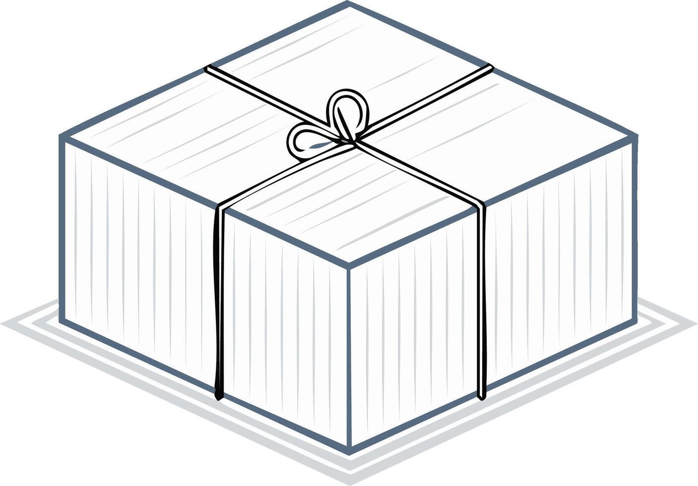 Stylized illustration of a square gift package tied with string in a simple line art style vector