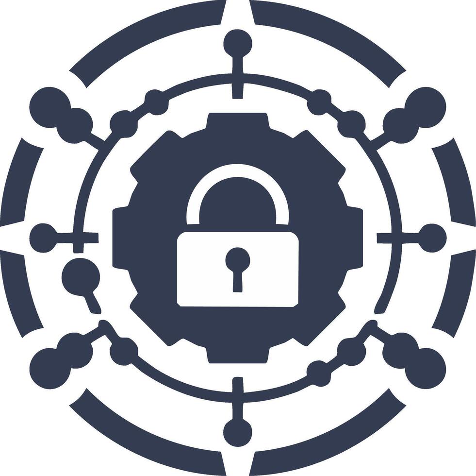 A circular icon with a padlock and a circle around it vector