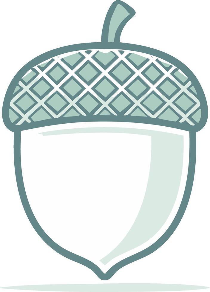 Stylized graphic of an acorn with a geometric pattern cap illustration vector