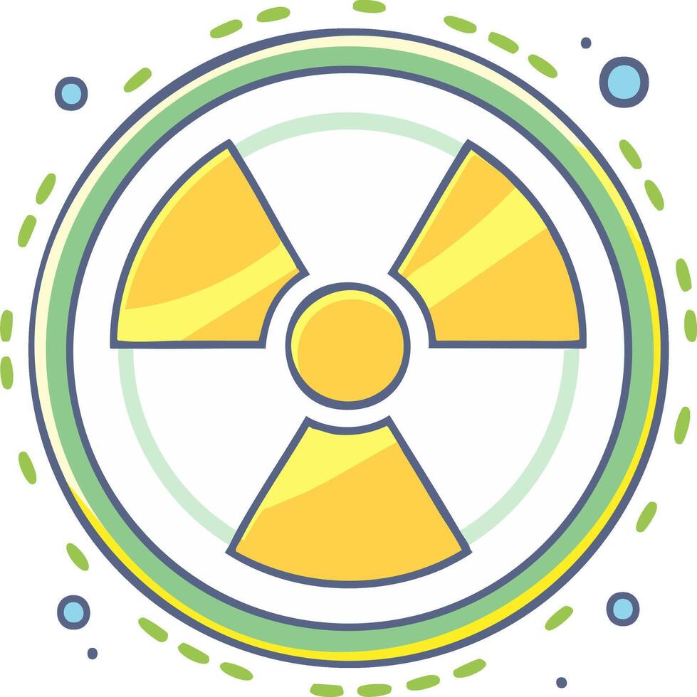 Radiation symbol illustration in a circular frame with decorative elements vector