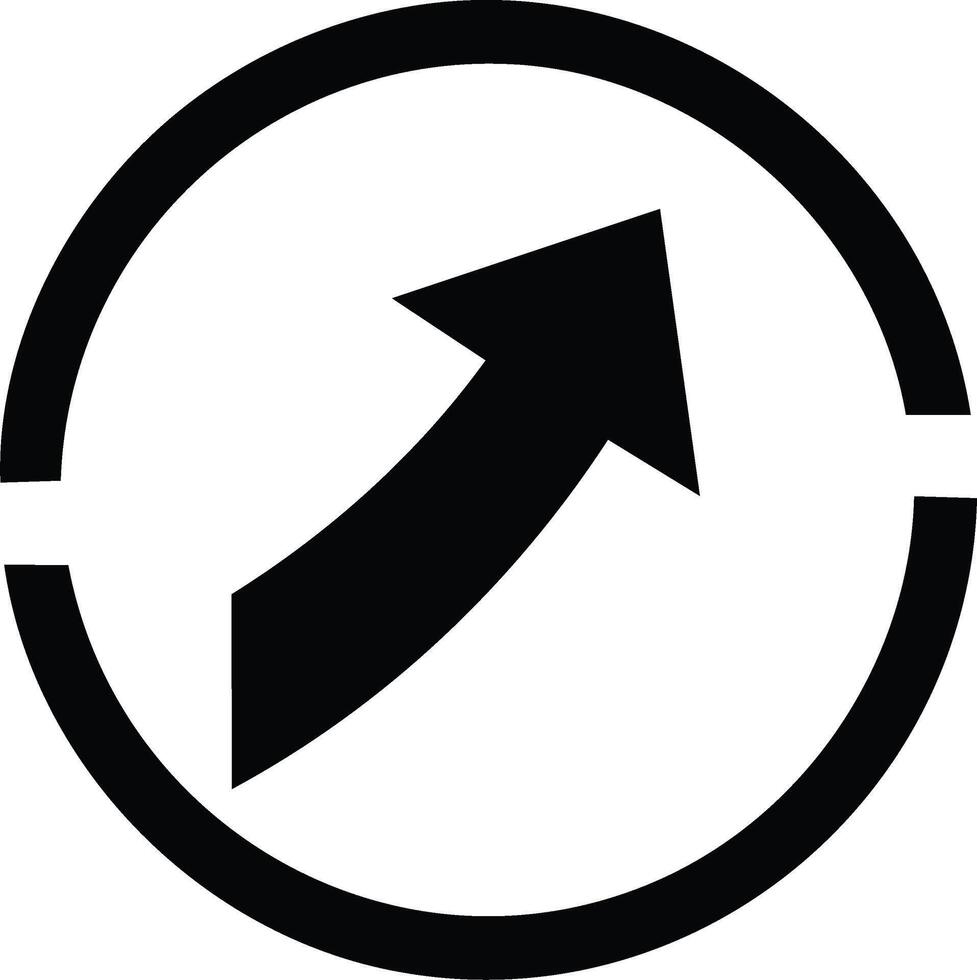 Curved Arrow Within Broken Circle Pointing Upward Growth Direction vector