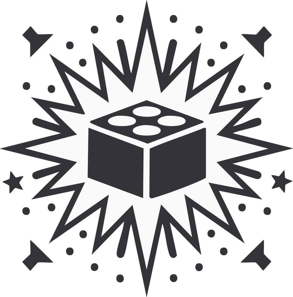 Building Block Explosion Fun Creative Concept Design Element Symbol Graphic Art vector