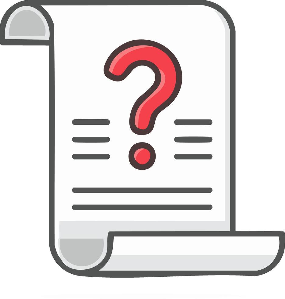 Icon of a Question Mark on a Document with Text Lines vector