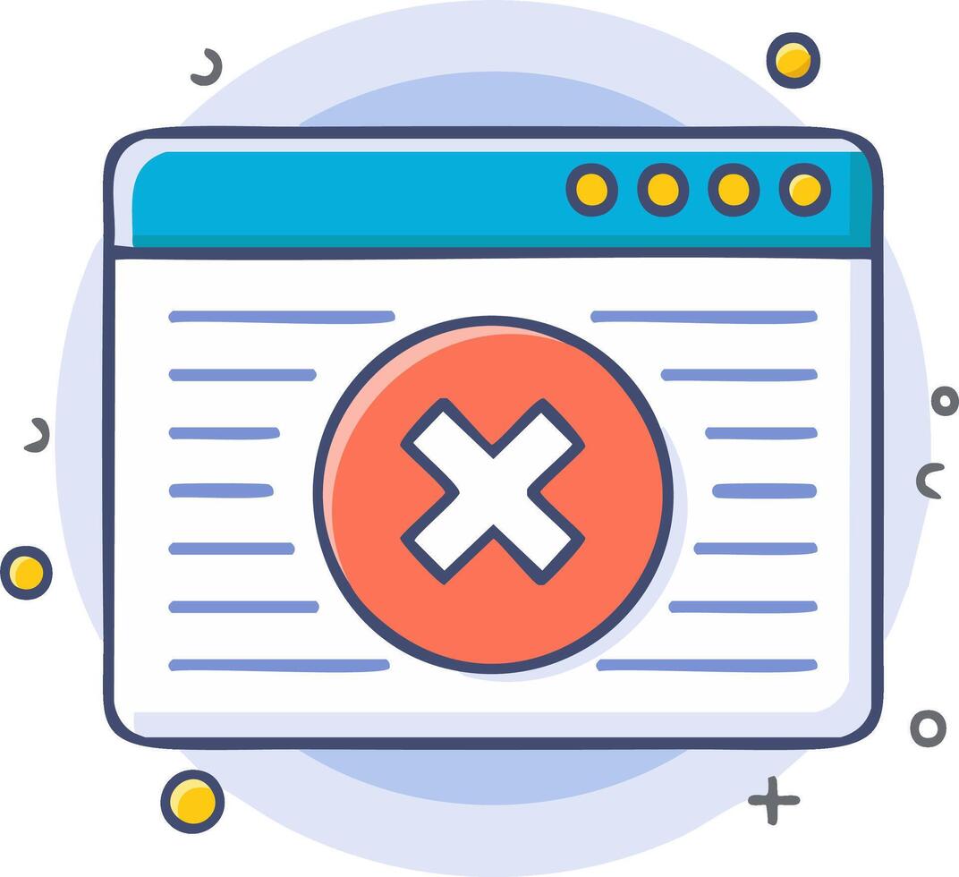 Web Browser Window with Error Message and Close Icon vector
