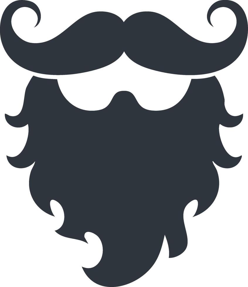 Stylish illustration of a beard and mustache with a distinct vintage curl for designs vector