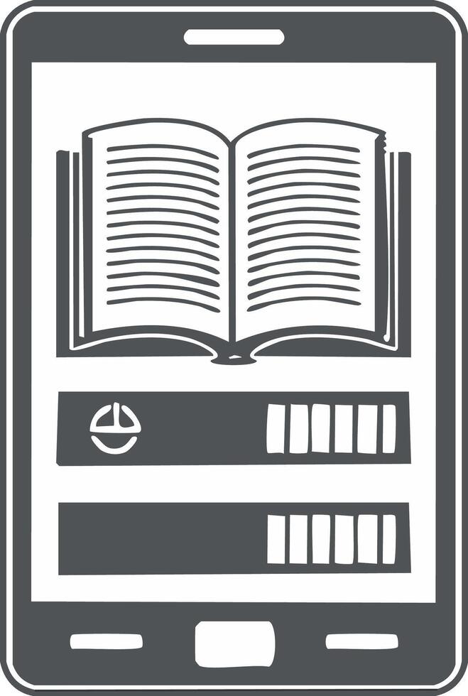 Digital Ereader Tablet Displaying Open Book with Progress Bar Reading App Concept vector