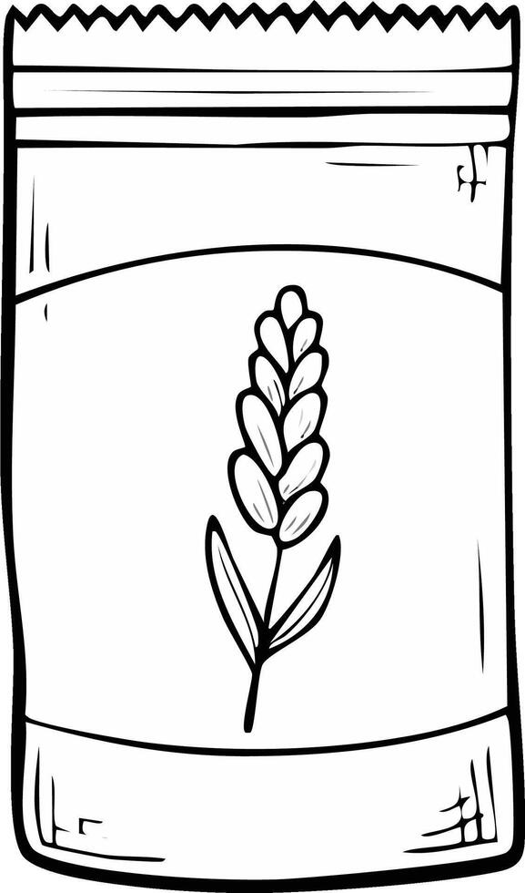 Hand drawn package with a wheat stalk icon simple outline design vector