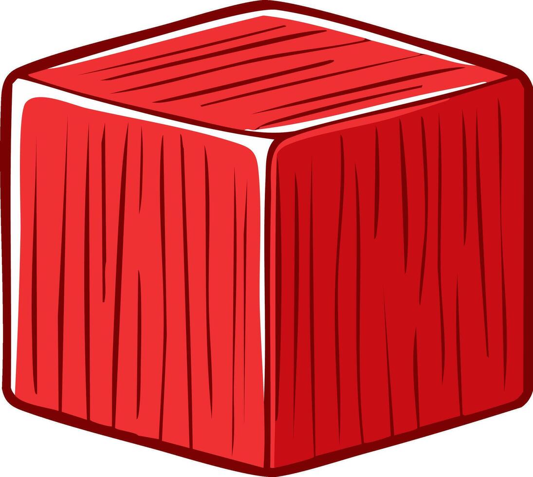Red Cube with Scratched Texture and White Outline vector