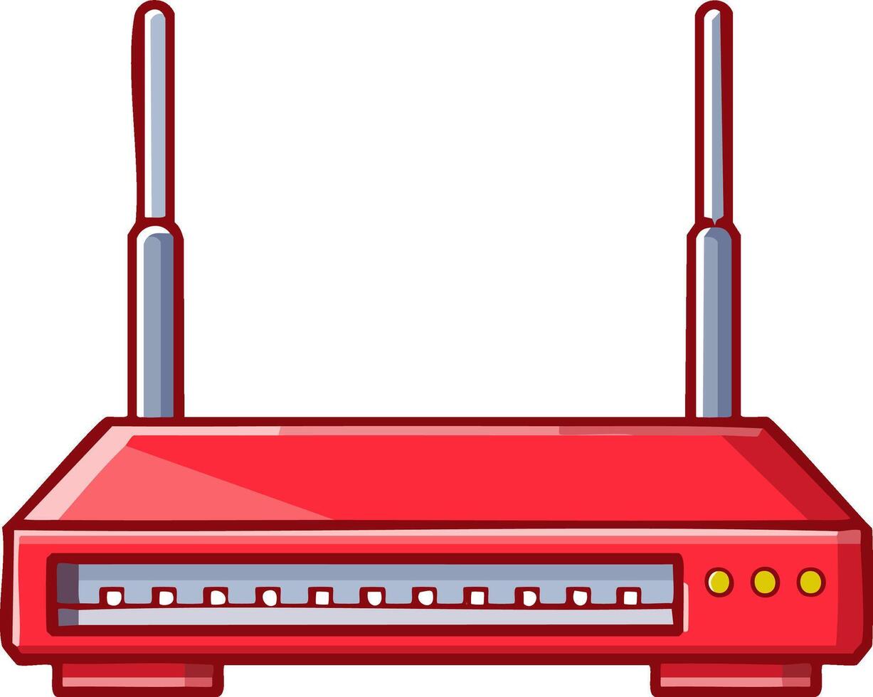 Red Wireless Router with Antennas and Indicator Lights vector