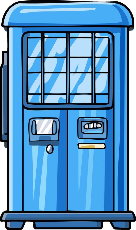 Bright blue cartoon style vending machine with large display window vector