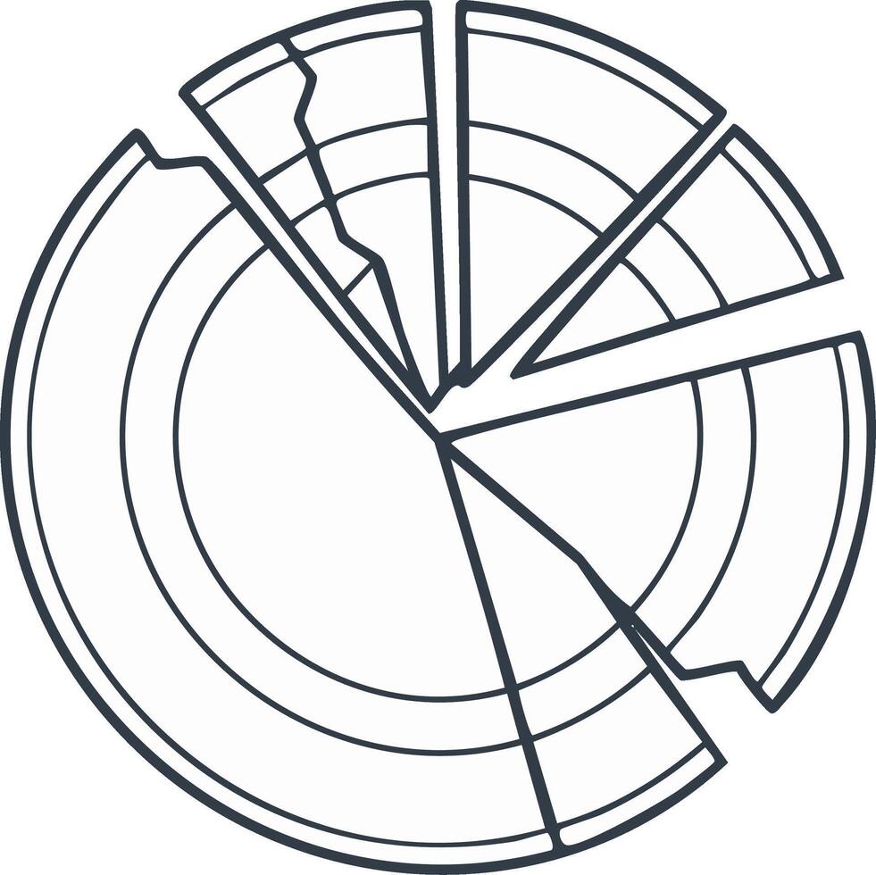Broken Pie Chart Illustration Data Analysis Visualization, Information Concept vector