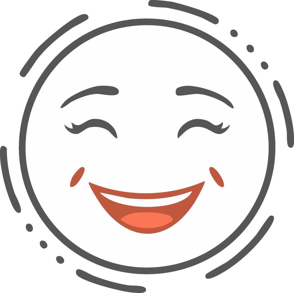 Smiling Cartoon Face with Expression Lines and Cheeks vector