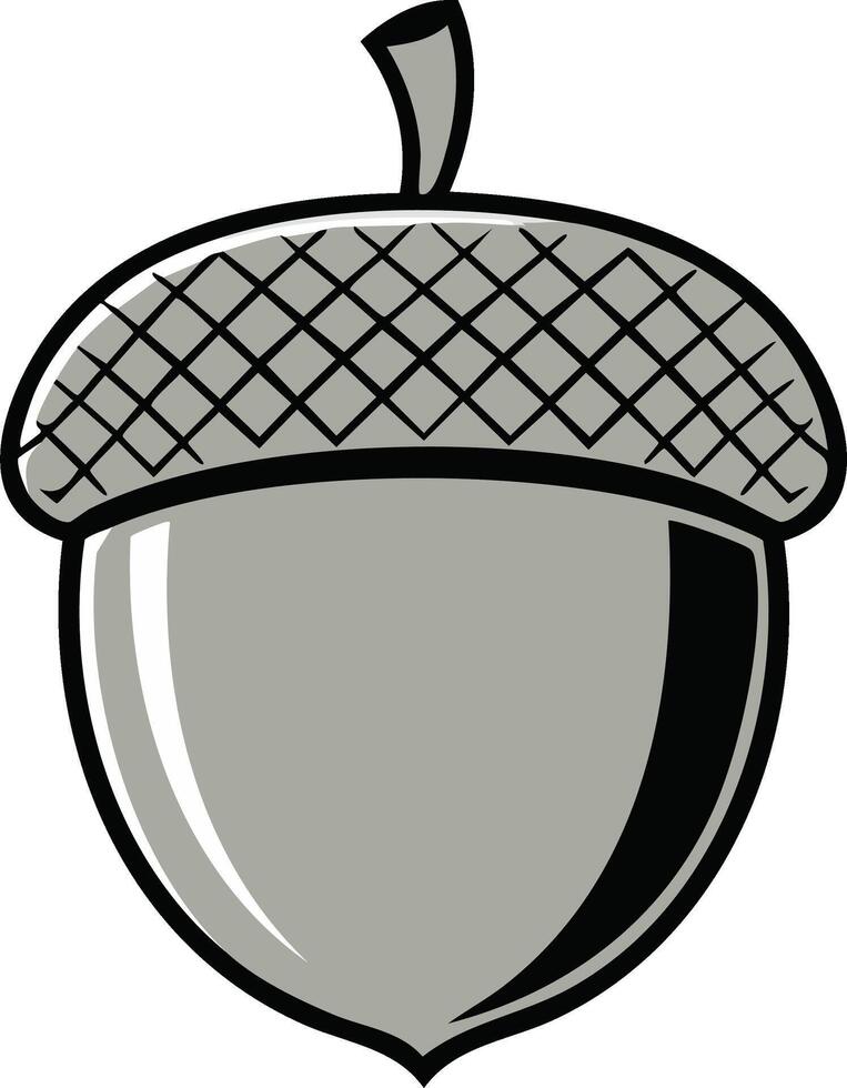 Illustration of a Single Acorn with Textured Cap in Grayscale Tones Representing Autumn Nature and Growth vector