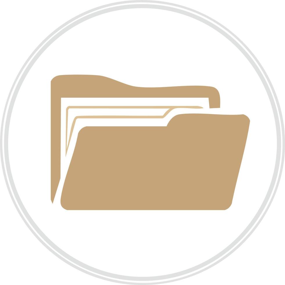 Open Folder Icon with Paper Documents Inside for File Management vector