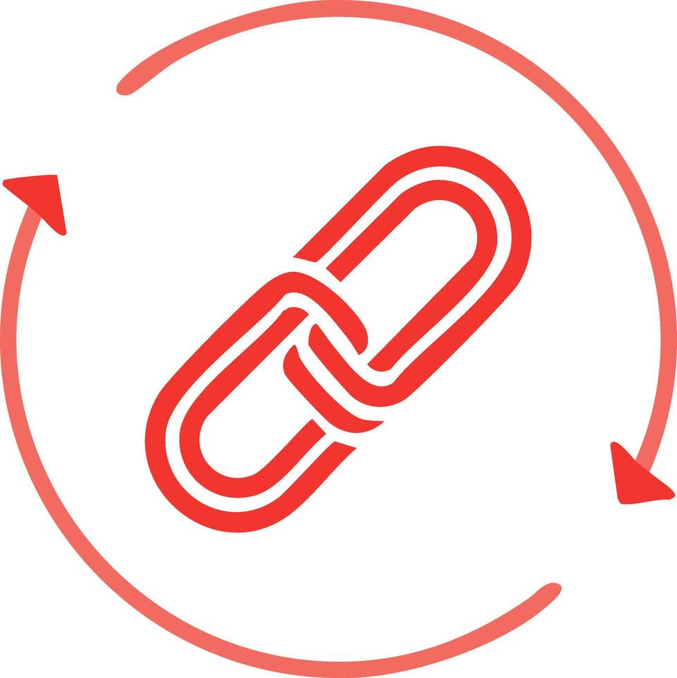 Linked Loops in a Red Circular Arrow Symbolizing Connection or Refresh vector