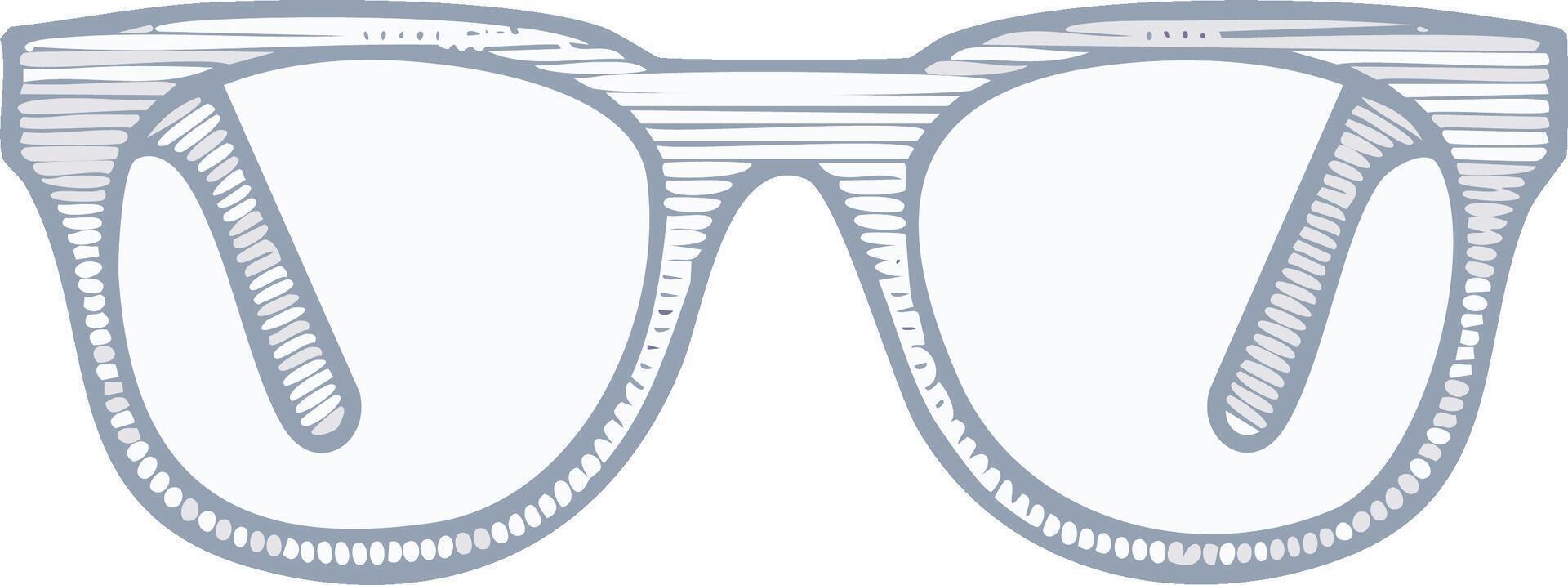 Hand-drawn sketch of a pair of eyeglasses with a textured frame vector