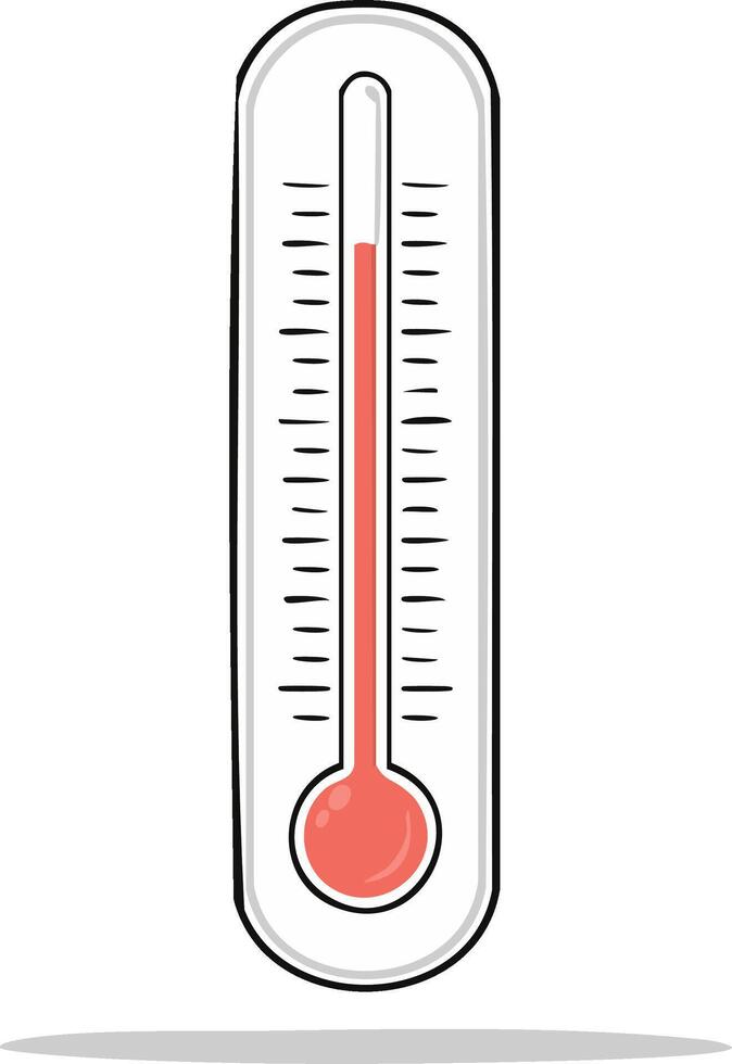 Thermometer with red liquid and measurement marks for temperature indication vector