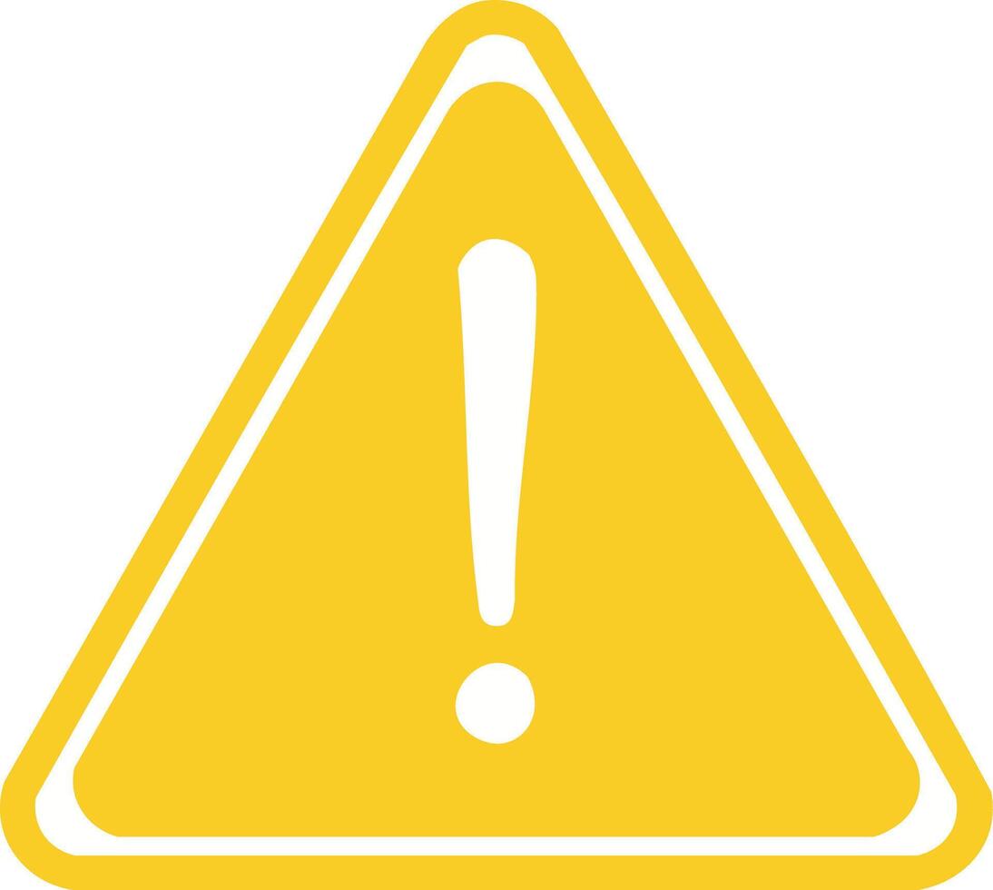 Yellow Triangle Warning Sign with Exclamation Mark Symbol for Hazards or Cautions vector