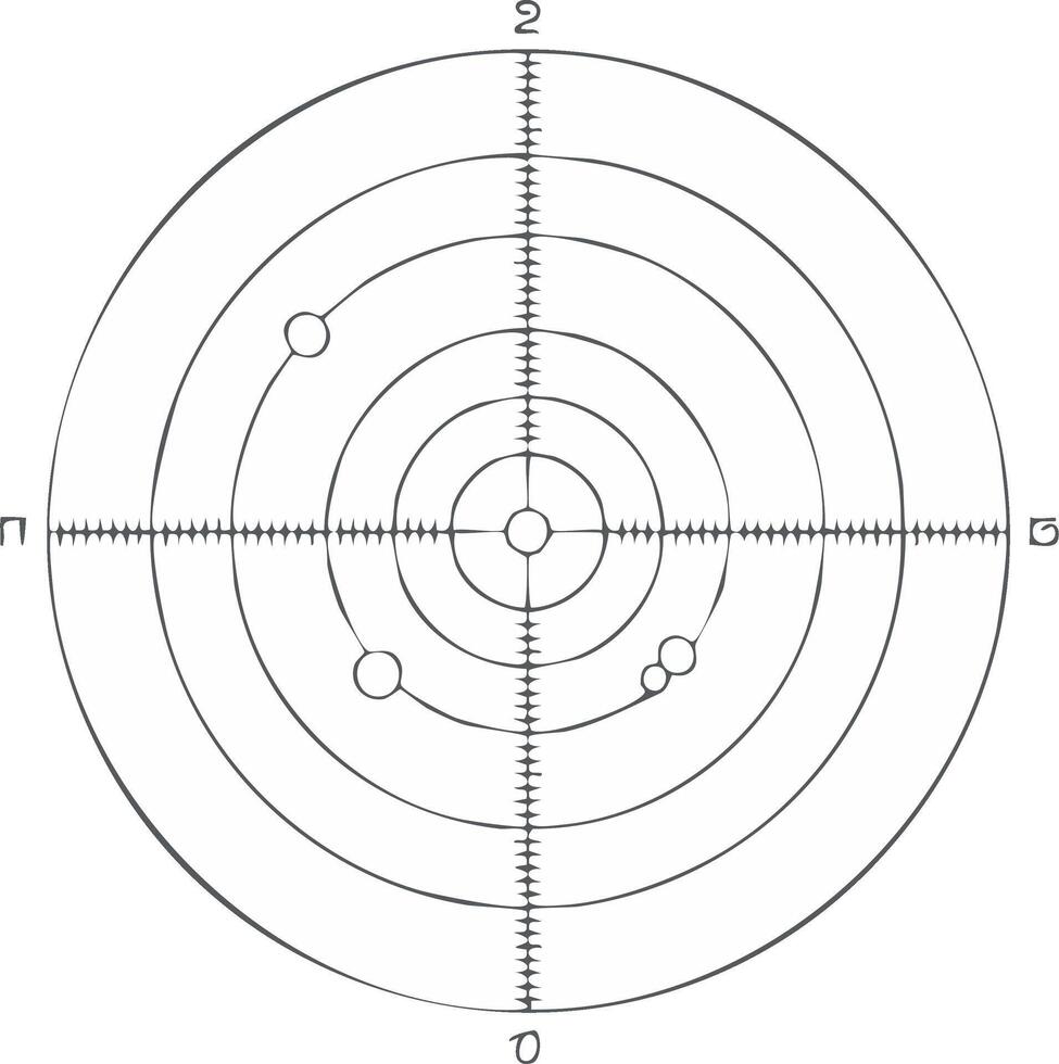 Circular Chart with Intersecting Lines and Circular Elements for Data Visualization and Analysis vector