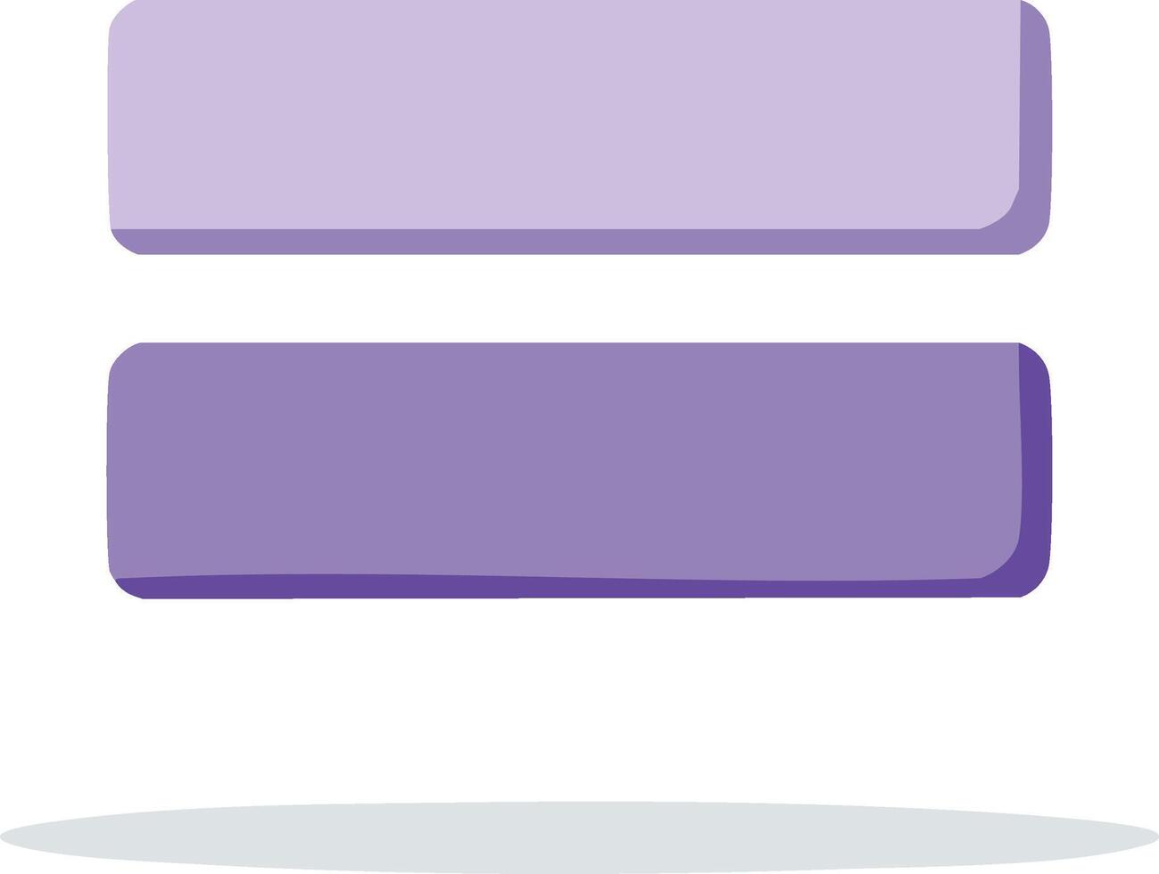 Equal Sign Symbol with Two Rectangular Blocks and Shadow in Light Purple Color vector