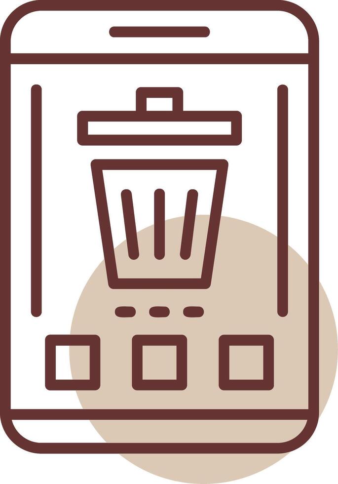 Trash Mobile Interface Line Circle Icon vector