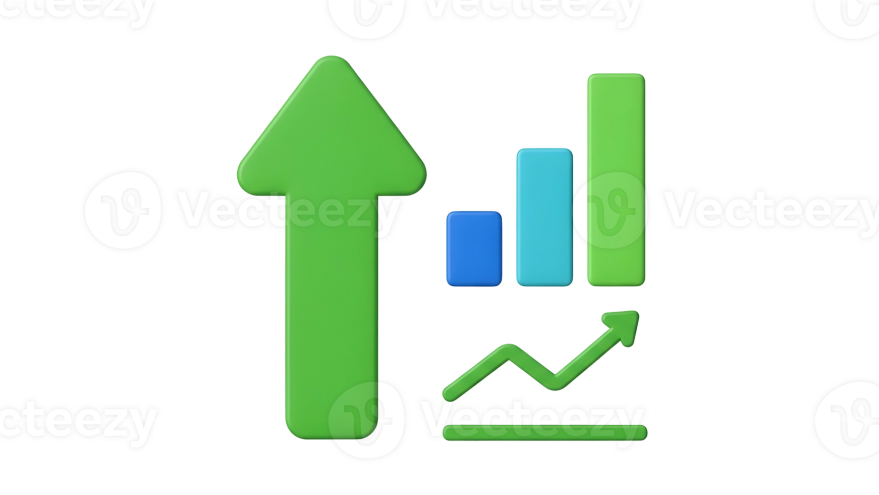 verde hacia arriba flecha gráfico con bar grafico y línea grafico en transparente antecedentes png