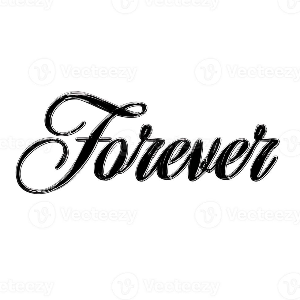 para sempre palavra dentro elegante Preto caligrafia em uma transparente pano de fundo, perfeito para adicionando uma toque do sofisticação para desenhos png
