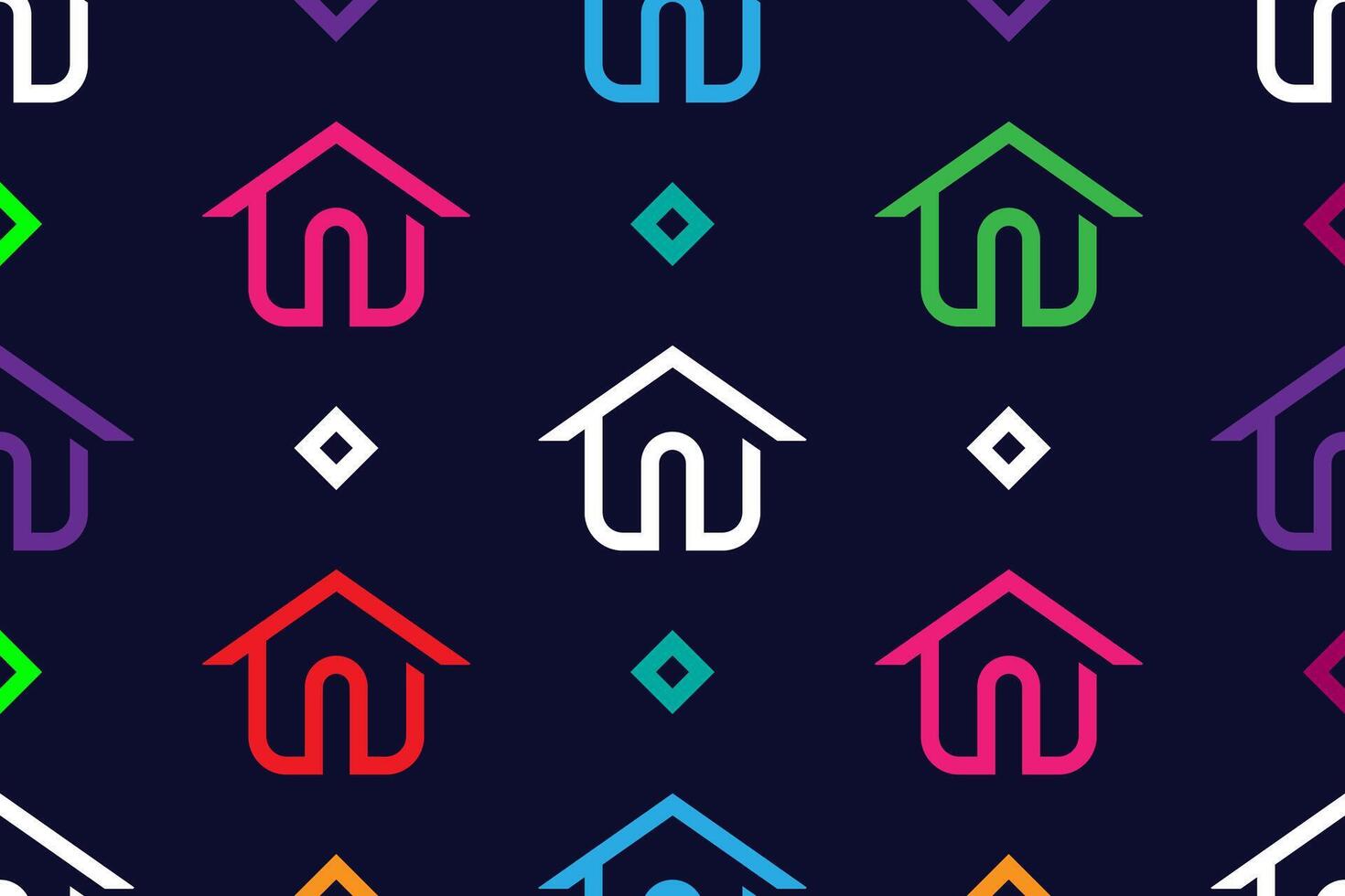 Seamless pattern with house icons. Home sign symbol pattern. vector