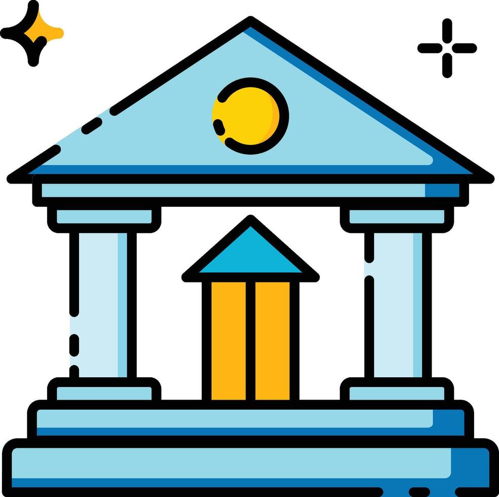Bank building with stars for exceptional financial services. Suitable for banking, finance, and businessrelated concepts in design projects. vector
