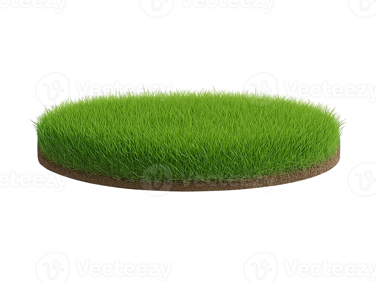 Grass podium circle 3d rendering for minimal modern product display on transparent background png