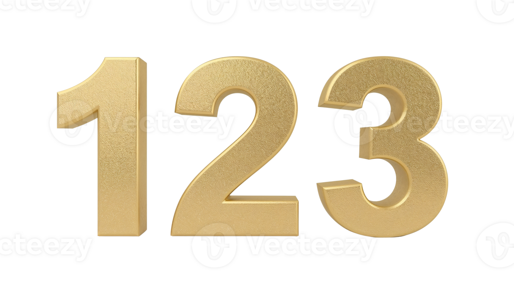 elegante d'oro 3d numeri uno Due tre isolato, simboleggiante inizio e sequenza png