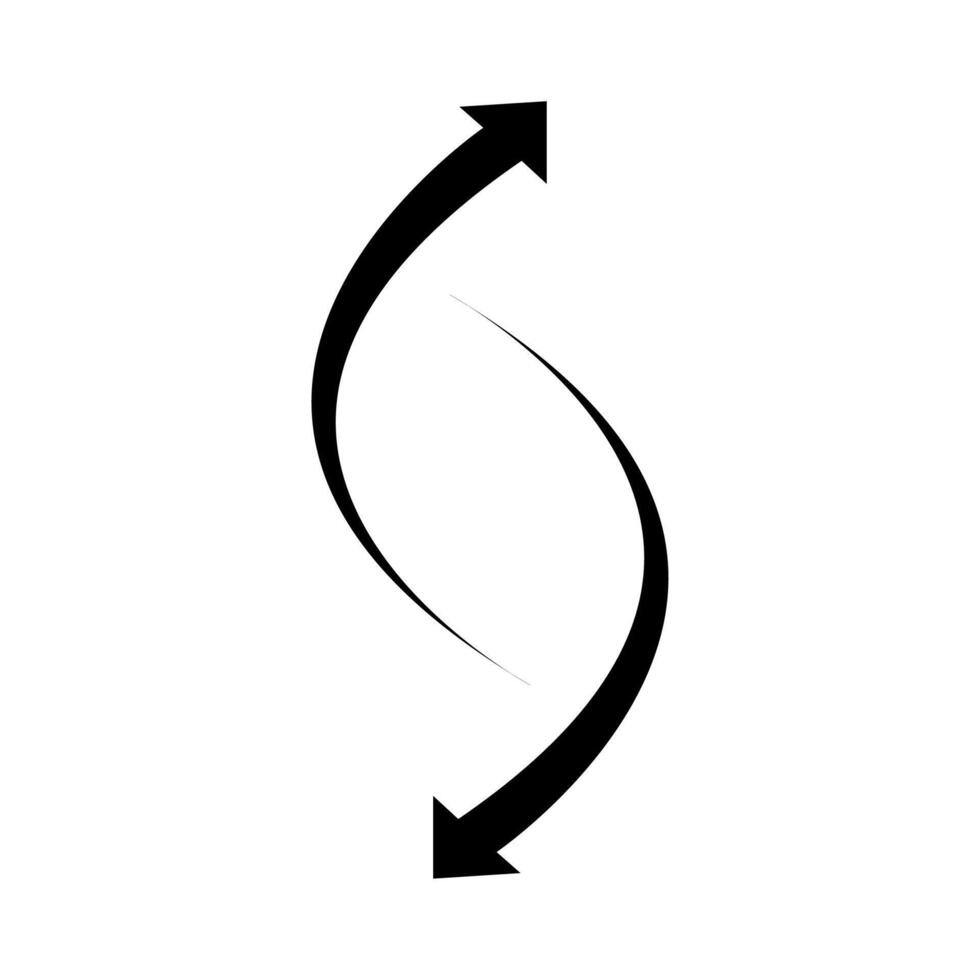 Black arrows curve towards each other in a mirrored design, over a white backdrop vector