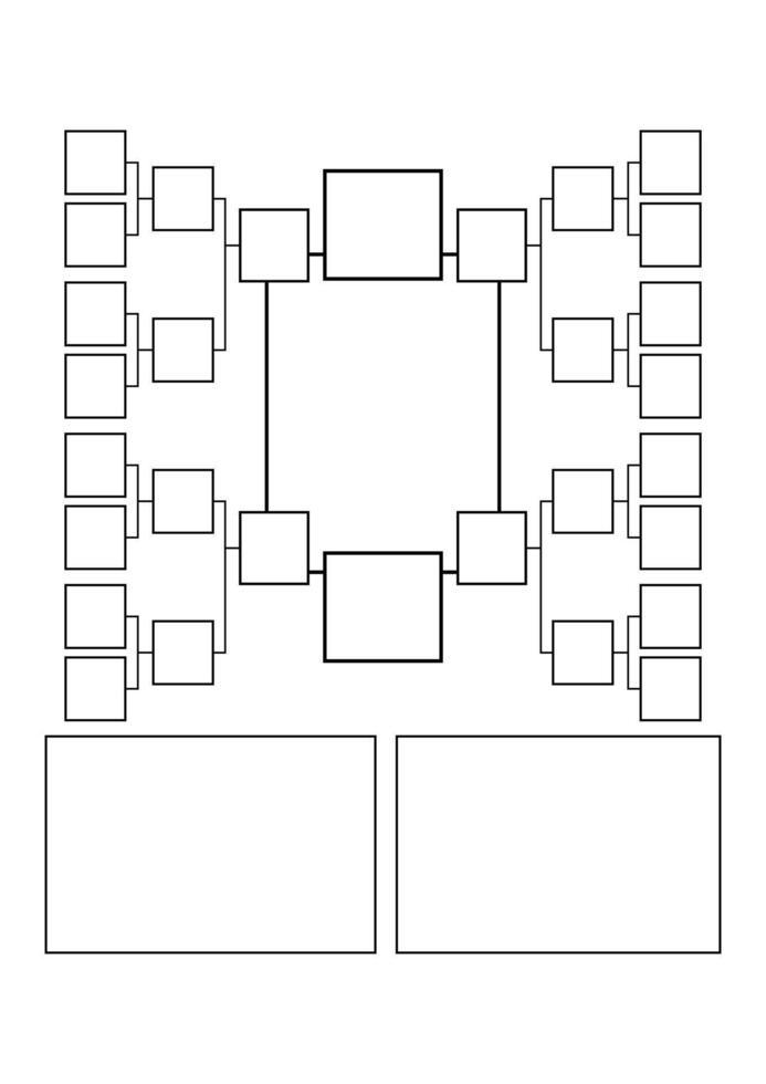 un diagrama representa un en forma de corchete estructura con interconectado cuadrícula y rectángulos, arreglado en un red. líneas conectar formas, formando un describir, y adicional vacío cajas son presente vector