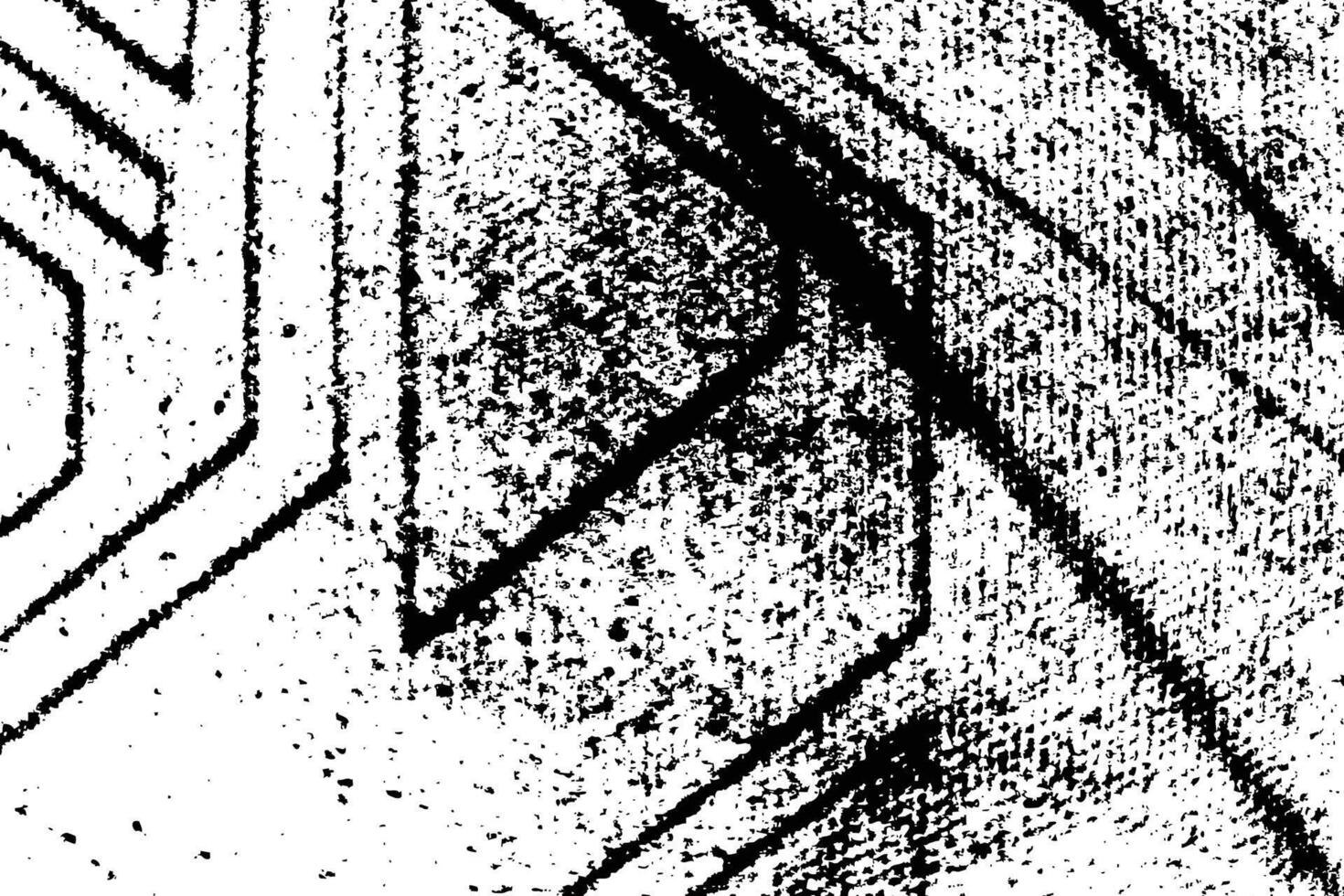Distressed Geometric Line Art Texture. Grunge Background Featuring High Contrast Digital Noise, Halftone Grain, and Repeating Architectural Lines. vector