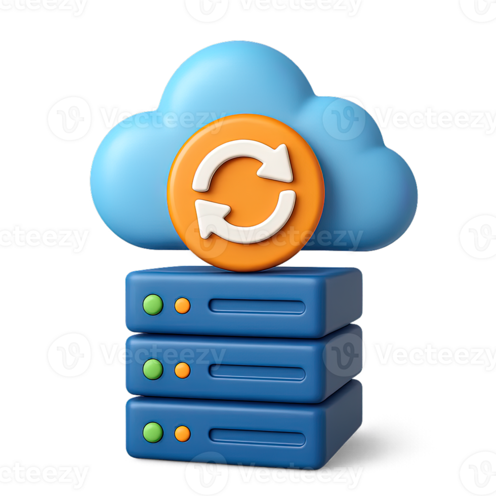 Cloud Data Sync Server 3D Icon Illustration Database Storage Backup Concept Transparent Background png