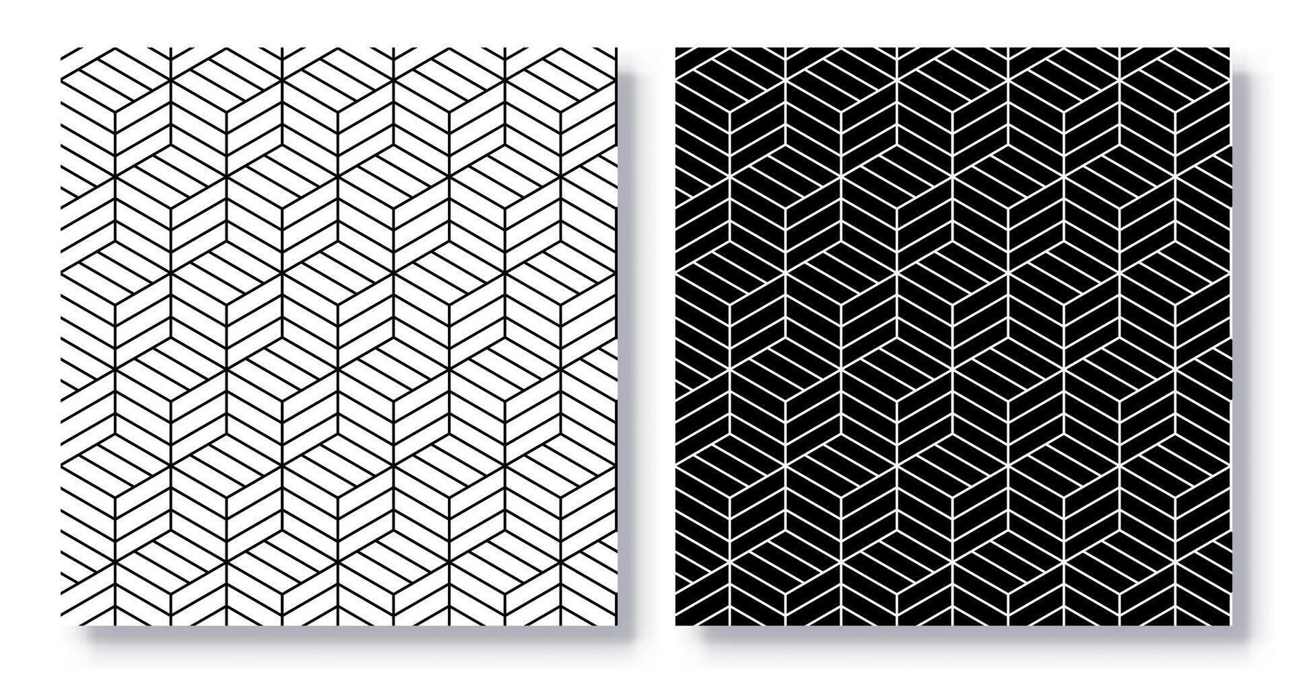 Set of Seamless Unique Hexagonal Tessellation Patterns. vector