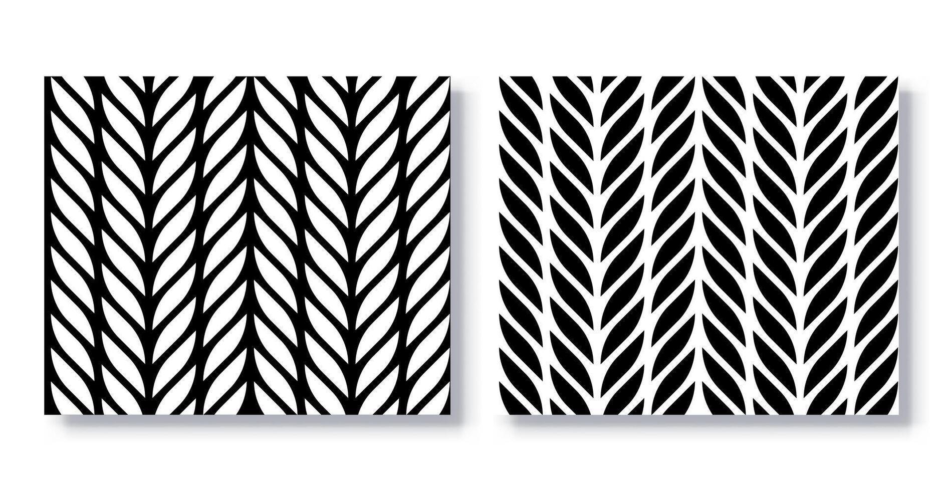 Set of Seamless Chevron Leaf Patterns, . vector