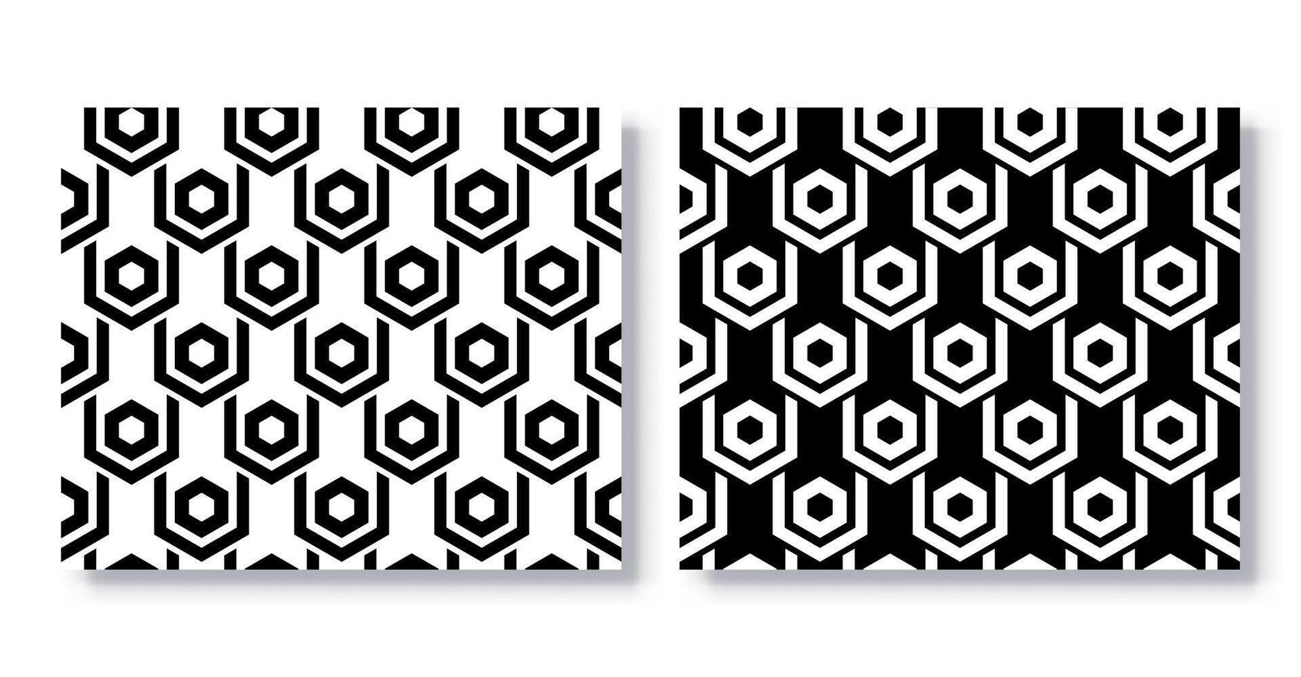 Set of Seamless Hexagon Geometric Patterns. vector