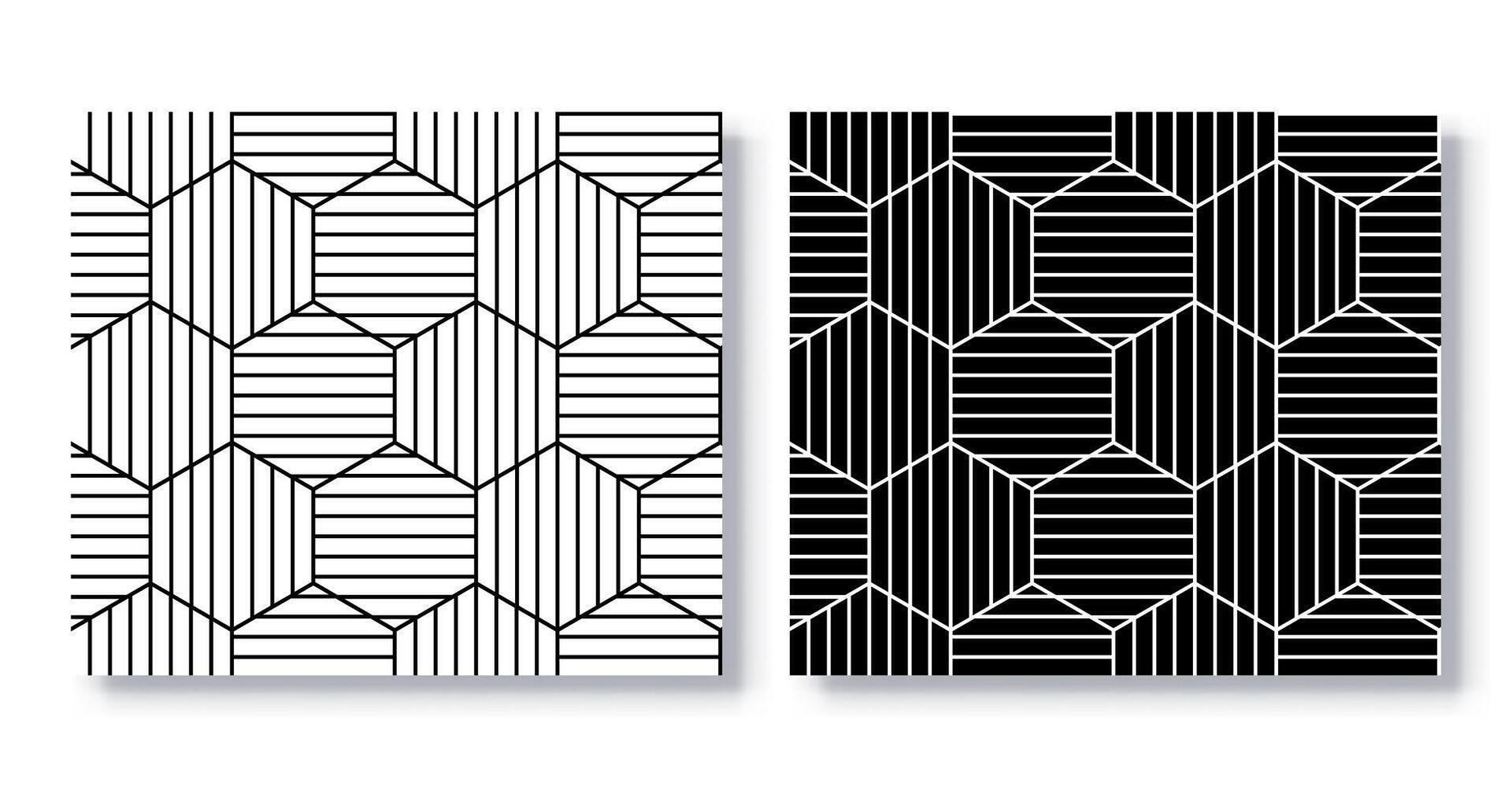 Set of Seamless Hexagon Patterns . vector