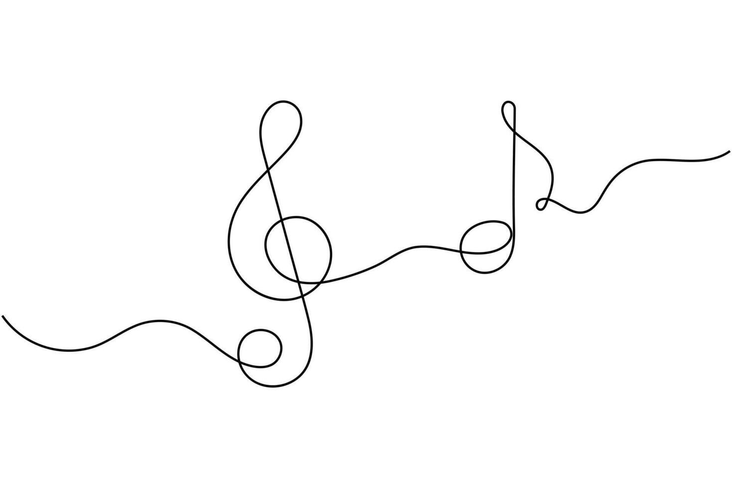A musical note is drawn in a continuous line vector