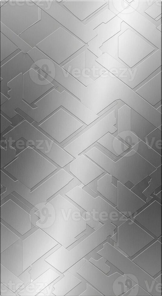 Abstract geometric pattern with subtle diamond shapes and flowing lines on a textured metallic surface photo