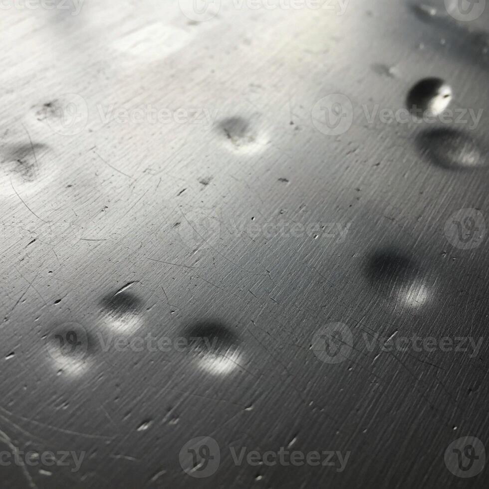 Close up abstract view of water droplets on a textured metallic surface creating a dynamic and reflective pattern photo
